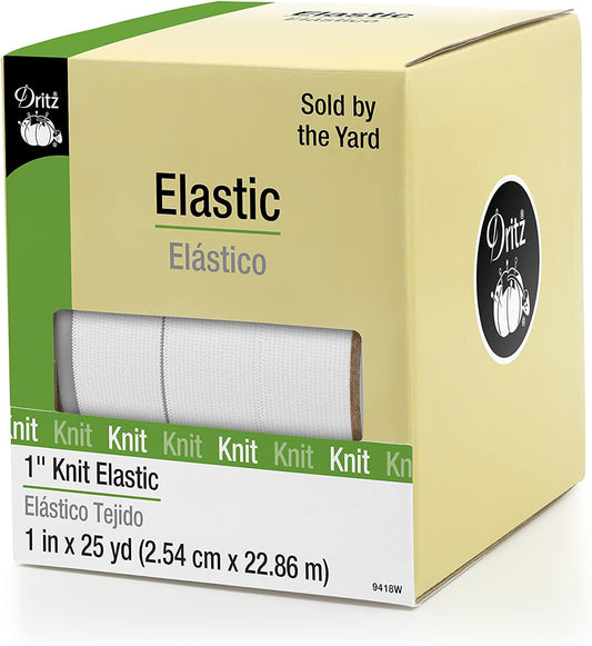 Dritz Knitted Elasticity 1inx25yd 1ct Concept,1 Inch x 25 Code,White